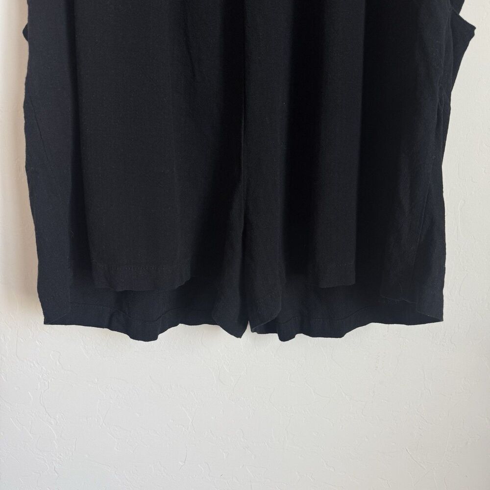 Womens Large Black Linen Blend Overall Romper Shorts Boho Festival Breathable - Picture 10 of 16